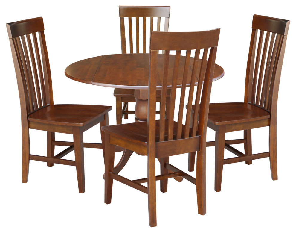 42 in. Dual Drop Leaf Table with 4 Slat Back Dining Chairs