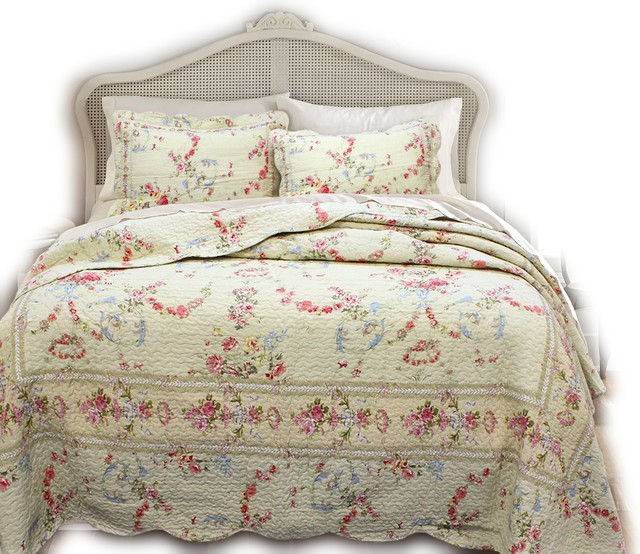 Prairie Bloom Reversible 100Cotton Quilt Set, King Set Traditional Quilts And Quilt Sets