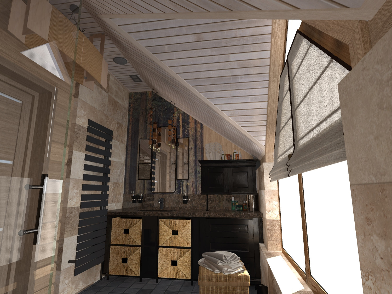 Ванная 2 этаж тёмная