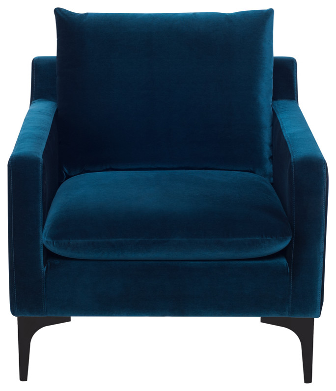 Anders Midnight Blue Single Seat Sofa Matte Black Legs