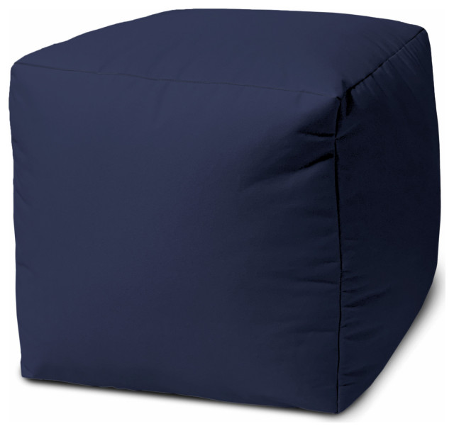 17 Cool Warm Indigo Blue Solid Color Indoor Outdoor Pouf Ottoman