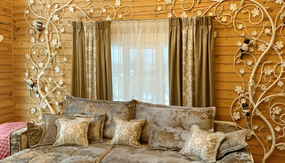 Шторы в гостиную загородного дома  - дизайн, пошив. монтаж.