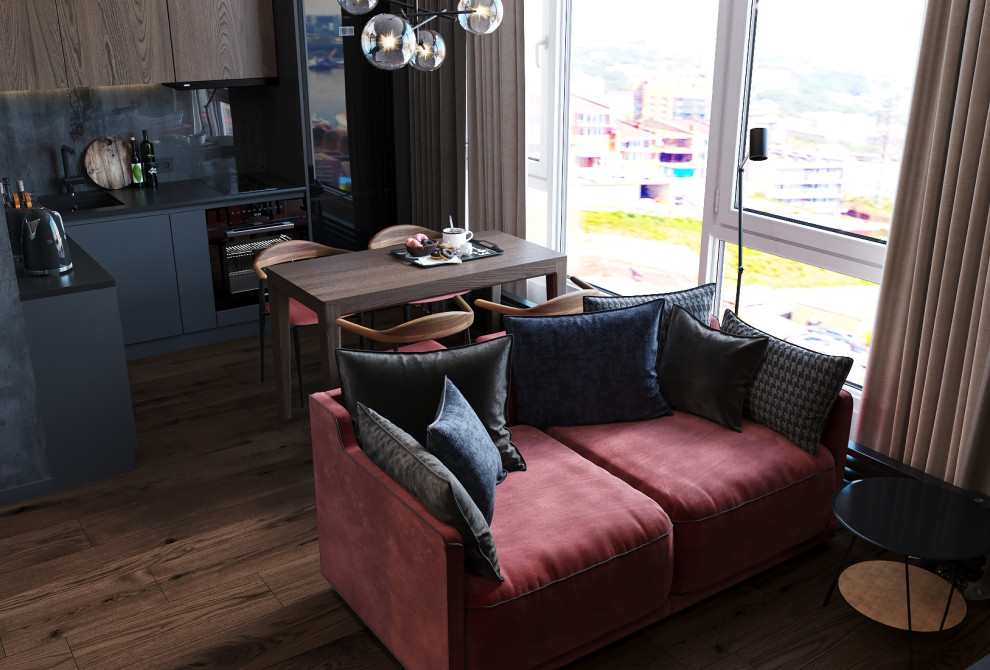 Квартира-студия в темных тонах