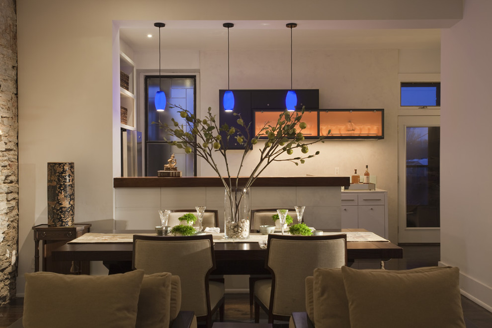 This is an example of a contemporary open plan dining in Minneapolis.