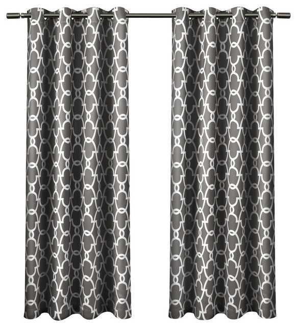 NEW Catarina Sheer Blackout Curtain Panels in Black Pearl 2-pc 52" x 63" 