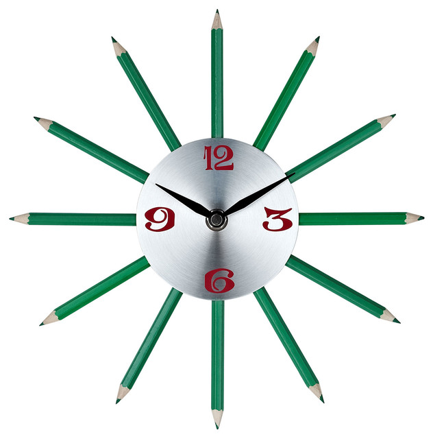 Green Pencil Clock