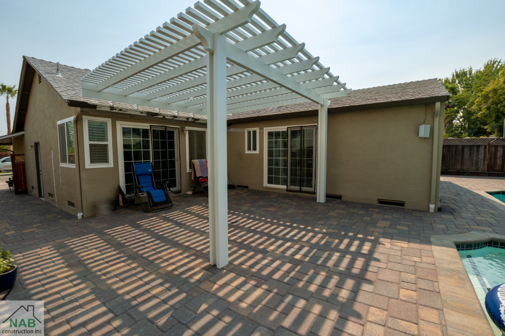 Pavers, lawn, pergola, and retaining wall installation in Pleasanton, CA