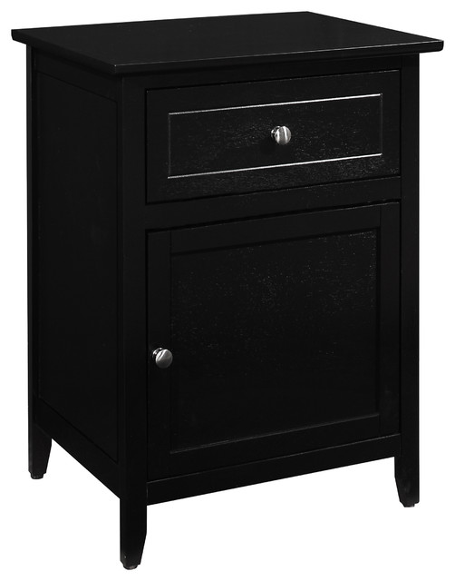 1Drawer, 1Door Nightstand, Cherry Transitional Nightstands And