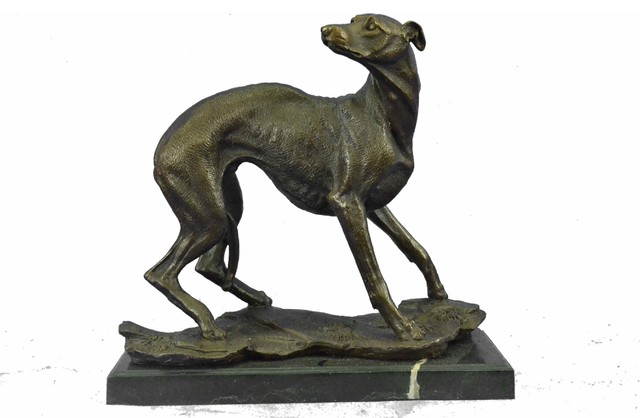 Greyhound Pair racing Bronze Resin Sculpture NEW gift
