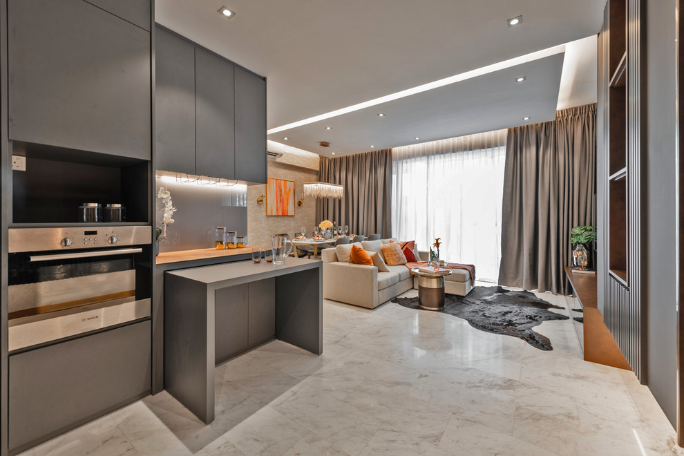 This is an example of a contemporary home bar in Singapore.