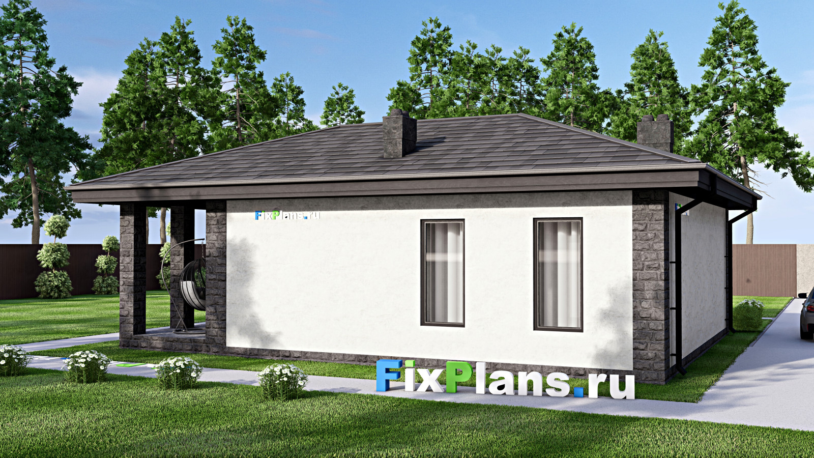 Проект одноэтажного дома 11х12м S83м2 F-15407