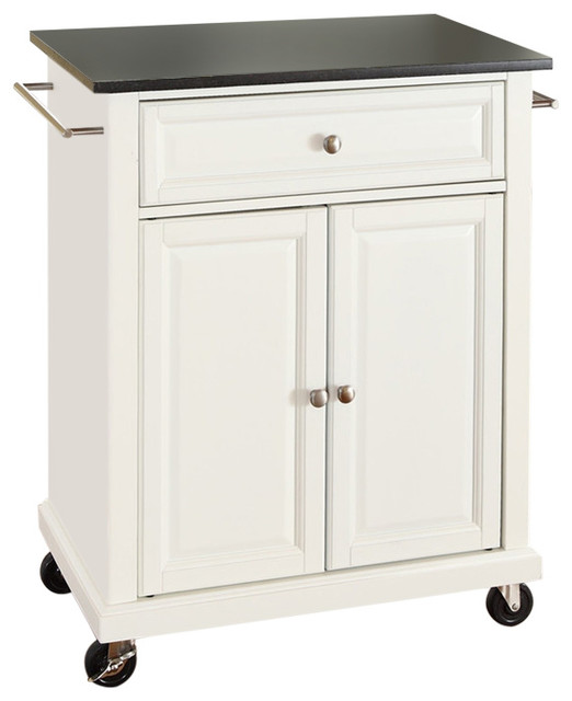 White Kitchen Cart With Granite Top And Locking Casters Wheels Contemporary Kitchen Islands And Kitchen Carts By Hilton Furnitures Houzz