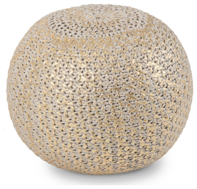 Milan Cross Knit Pouffe With Gold Foil Print - Contemporary - Floor ...