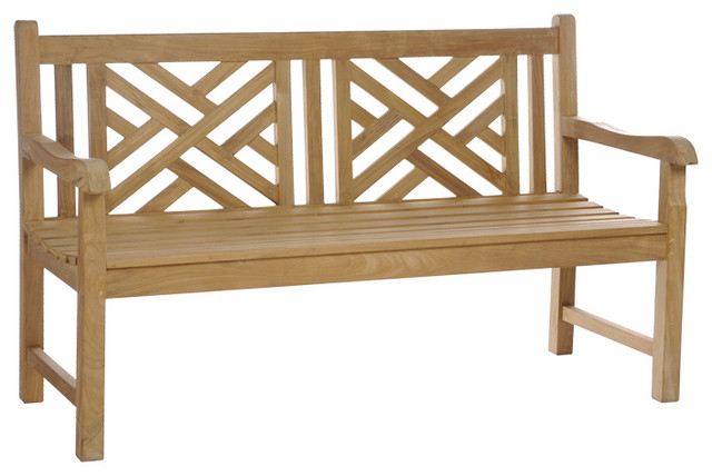 Teak Chippendale Double Bench Transitional Outdoor Benches By Teak Chippendale Double Bench