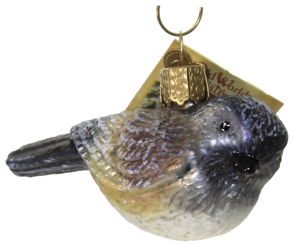 Vintage Chickadee - One Ornament 1.75 Inch, Glass - Woodland Collection 51021.