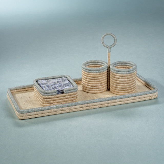 Laloma Coiled Rattan & Abaca Utensil Caddy - Utensil Holders And Racks ...