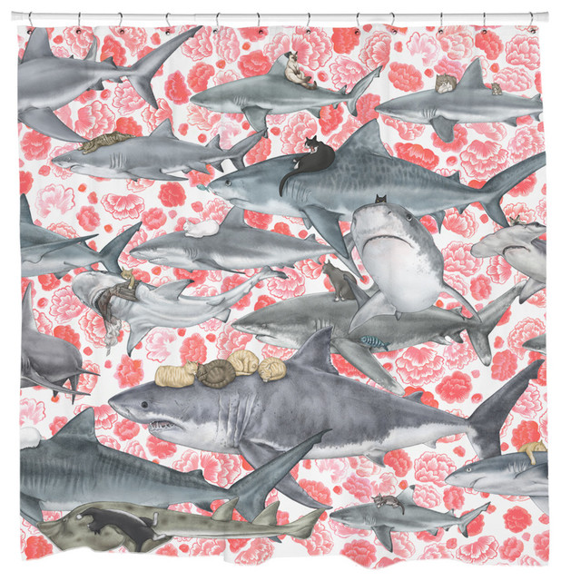 Hunters Cat And Shark Shower Curtain Curtains By Sharp Hunters Cat And Shark Shower Curtain Curtains By Sharp Shirter