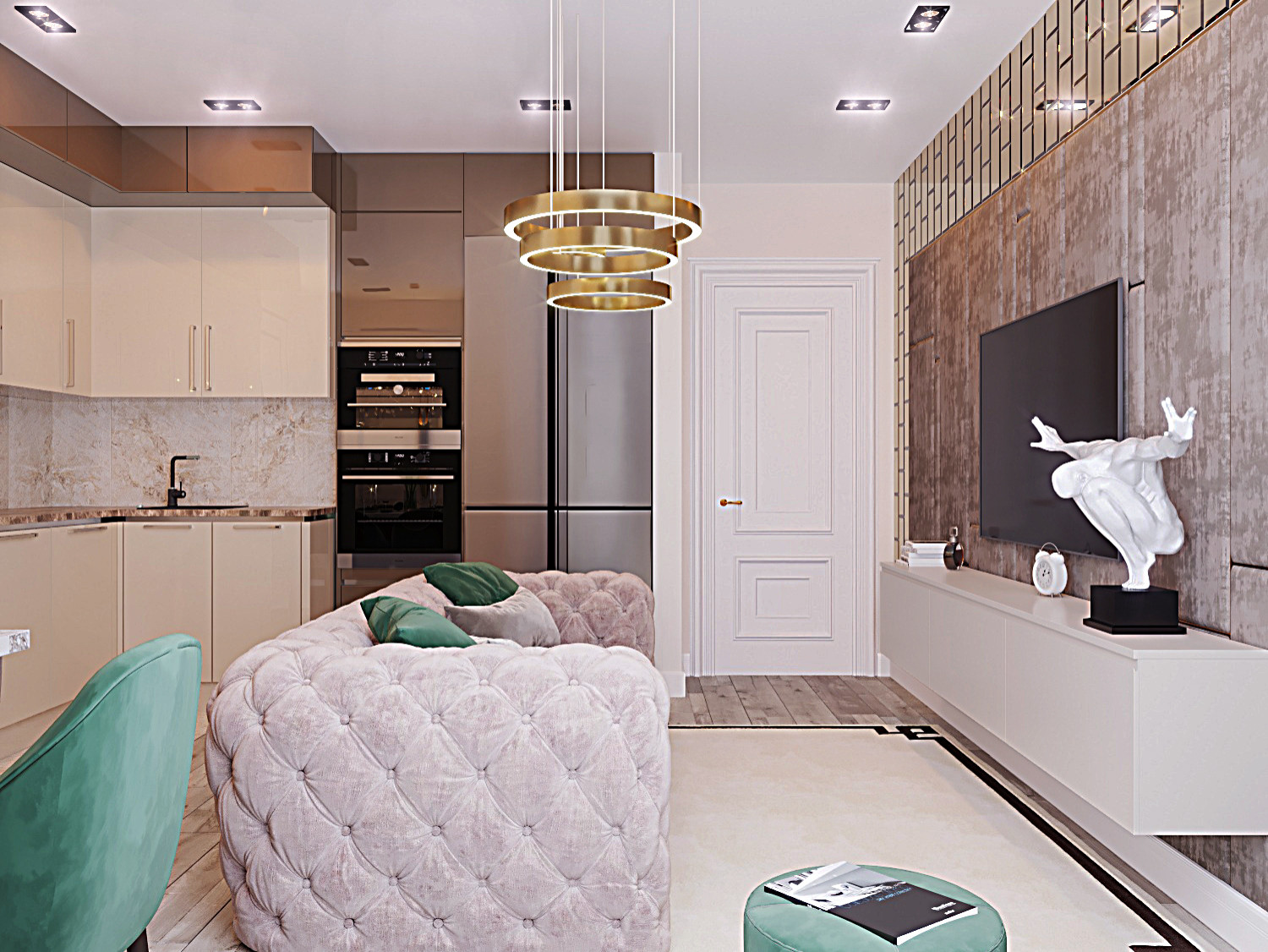 ЖК Русский Авангард, 100м2, 4-х квартира кухня-гостиная