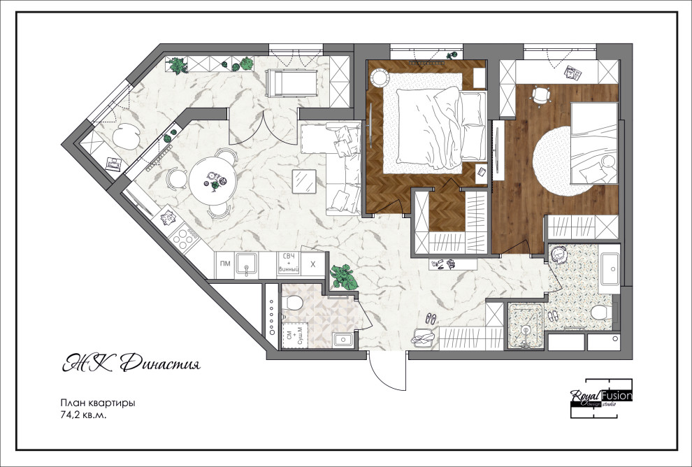 ЖК «Династия», 75 кв.м.