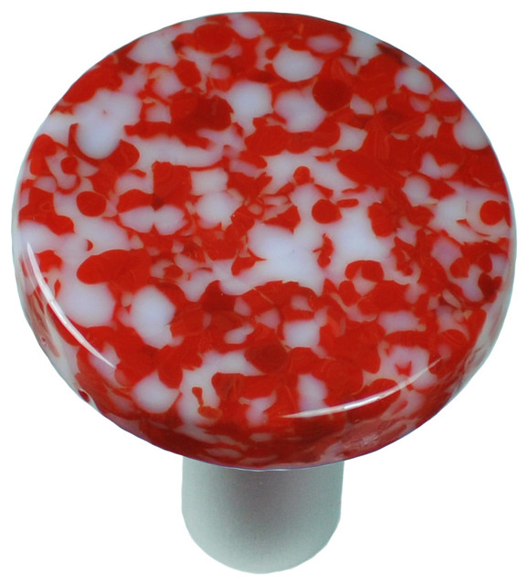 Art Glass Round Granite Knob Black Post Contemporary Cabinet