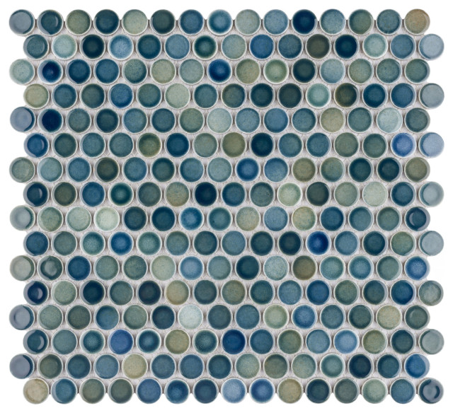 Hudson Penny Round Porcelain Floor and Wall Mosaic Tile Sample