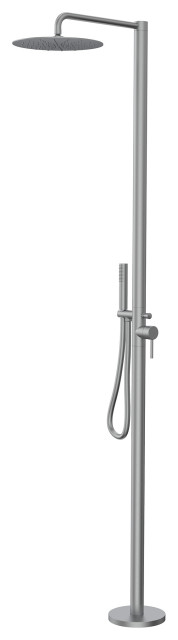 Free Standing Outdoor Shower with Handheld Shower, Brushed Nickel