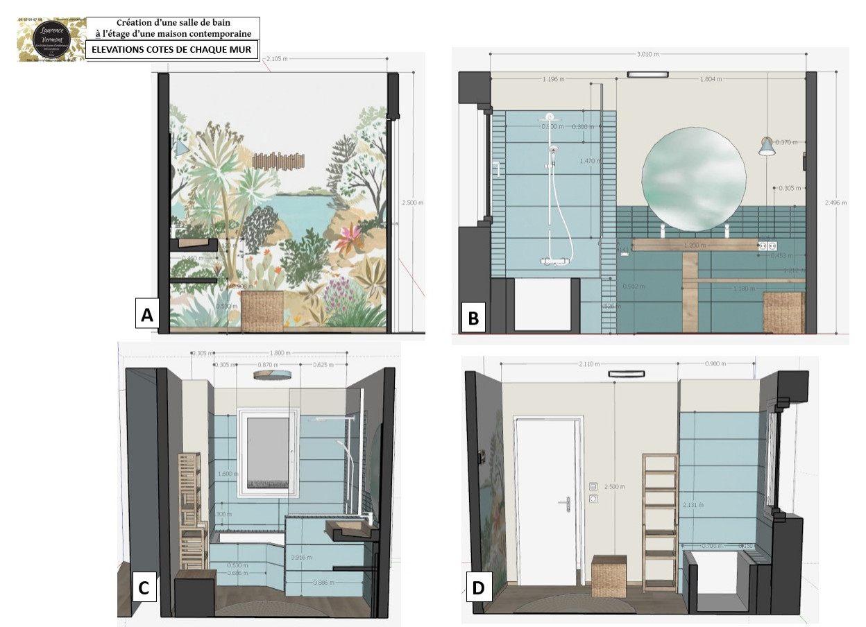 Création salle de bain d'amis dans une maison d'architecte.Région parisienne