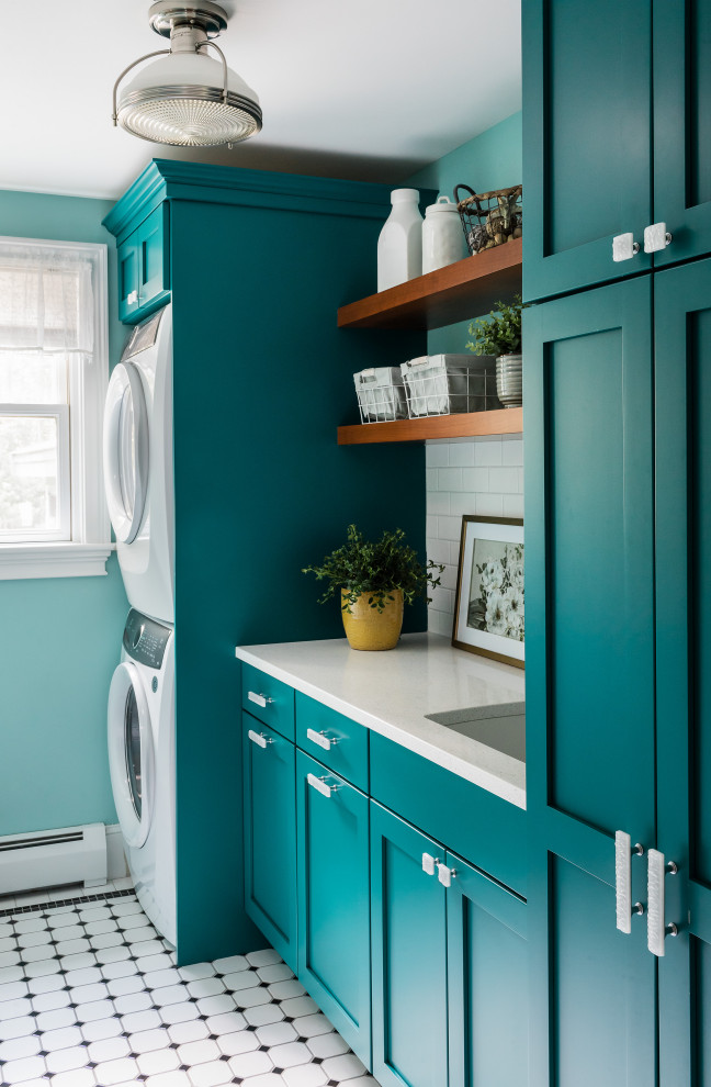 Design ideas for a beach style laundry room in Portland Maine.