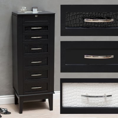 Belham Living Changeable Drawer Front Locking Jewelry Armoire - Black OR Faux Cr