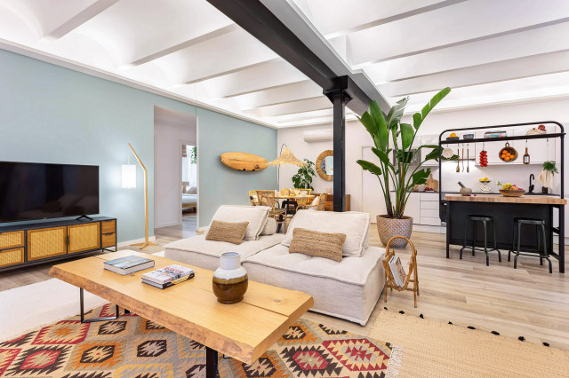 Sala de estar "Loft en Bali" exotisk-vardagsrum