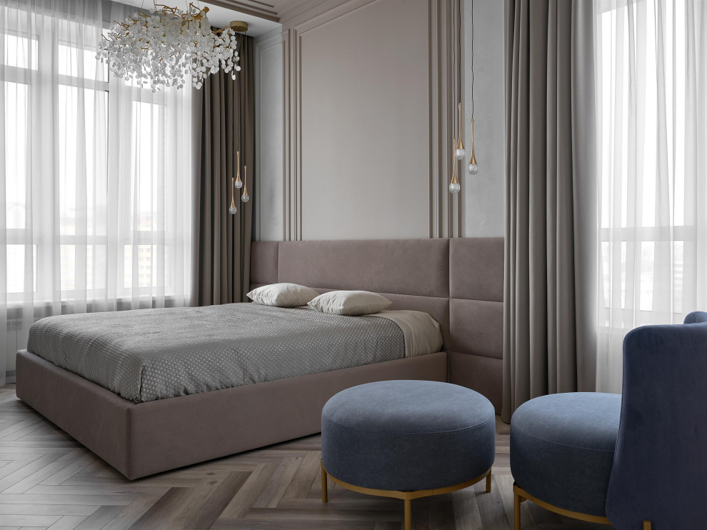 Дизайн проект квартиры 180м2  ЖК "Бульварный  переулок ". Спальная