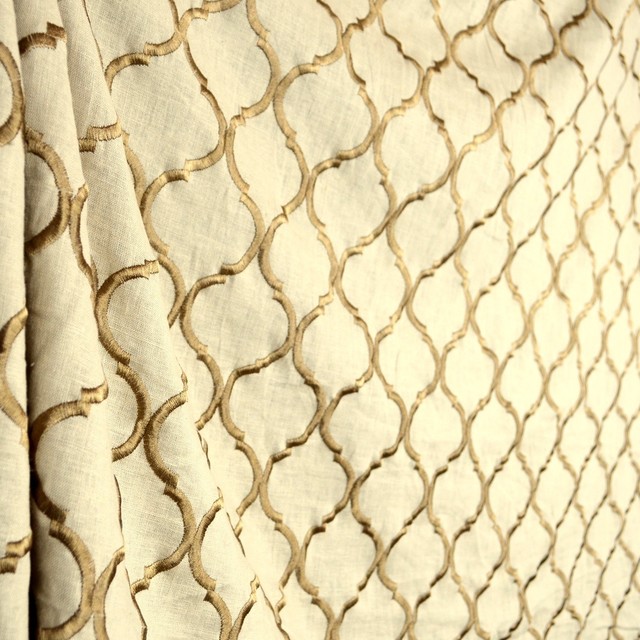 Trellis Fabric ornella driftwood linen trellis embroidered fabric - traditional Trellis Fabric ornella driftwood linen trellis embroidered fabric - traditional