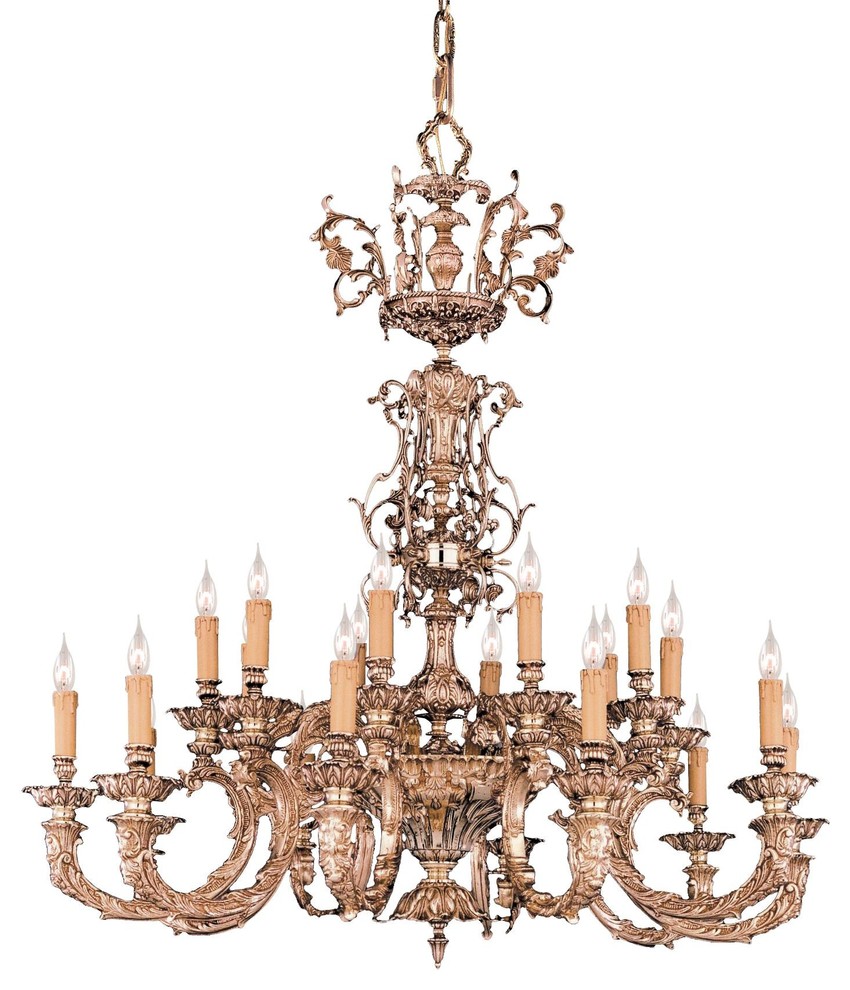 Twenty Light Ornate Cast Brass Chandelier