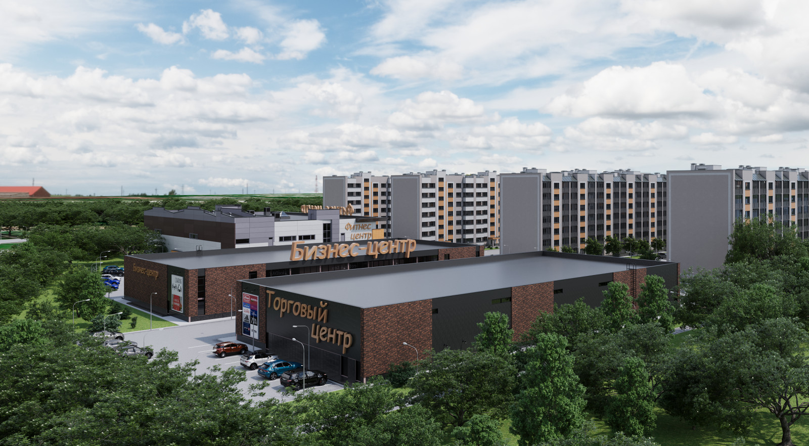 Визуализация комплекса жилой и коммерческой застройки в г. Кимры