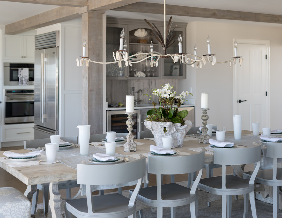 Inspiration for a beach style dining room in Boston.