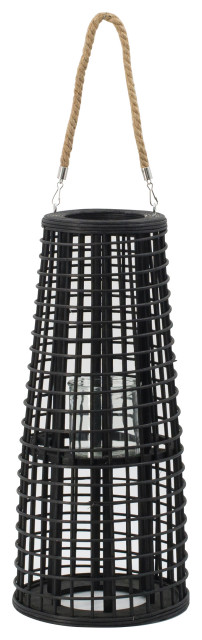 Rattan Tapered Candle Lantern w/ Handle D9.5x21"