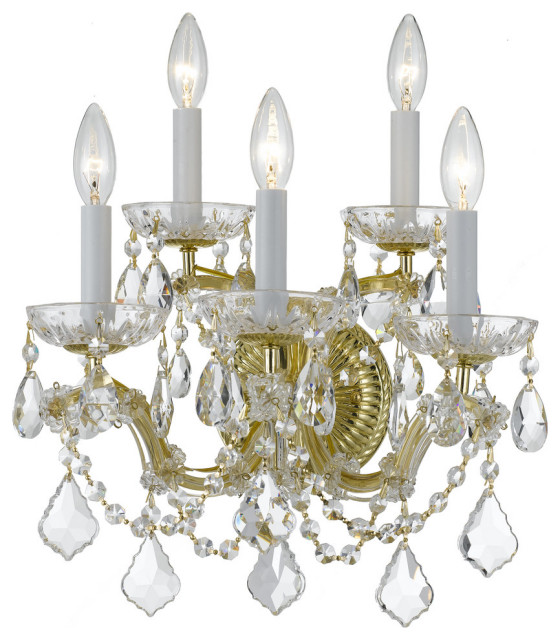 Crystorama Maria Theresa 5-Light Clear Crystal Chrome Sconce II, 13.5 ...