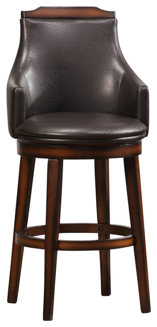 Homelegance Bayshore Swivel Pub Height Chair, Dark Brown Bi-Cast Vinyl