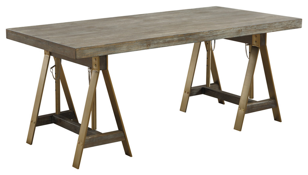 Biscayne Adjustable Dining Table / Desk, Weathered Finish