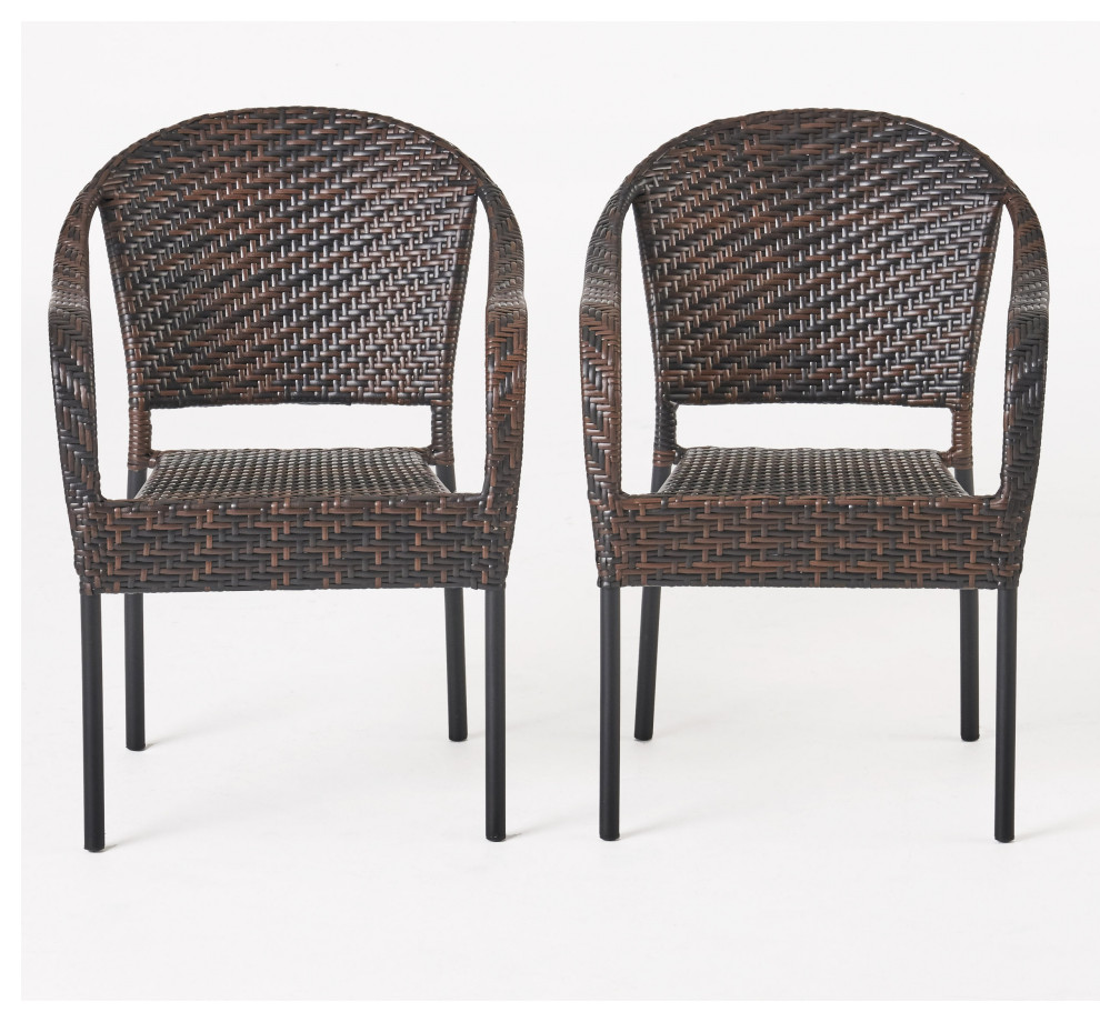 Rancho Outdoor Wicker Chairs, Set of 2 Tropical Outdoor Dining