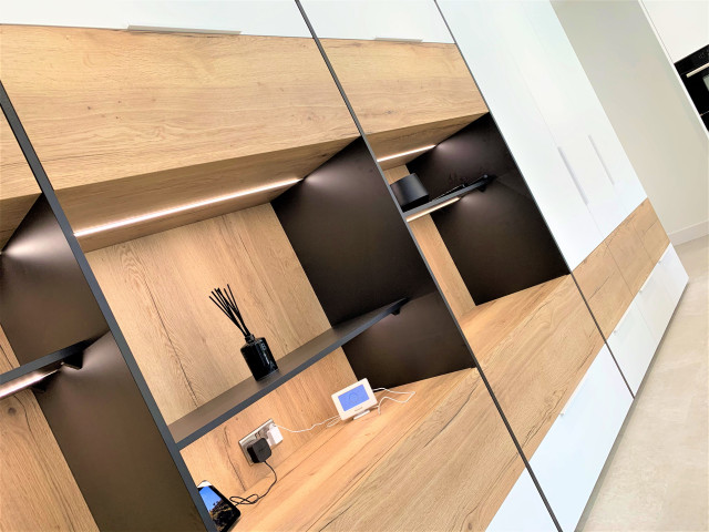 Perfect Matt Breakfasting Kitchen and Contemporary Linear Storage contemporary-kitchen