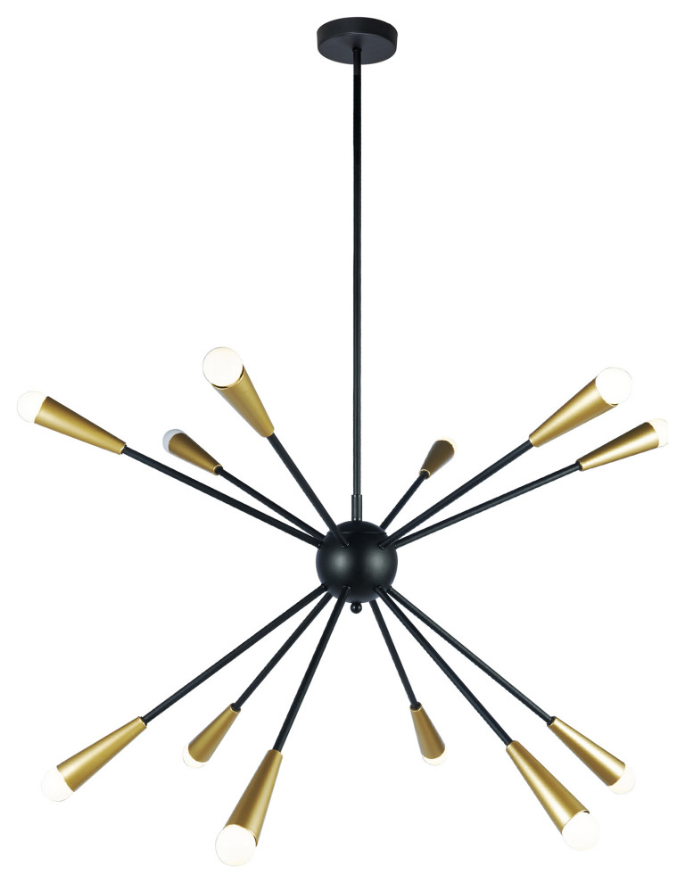 WTY965 Kanmee 38.2" 12-Light Indoor Black and Gold Finish Chandelier