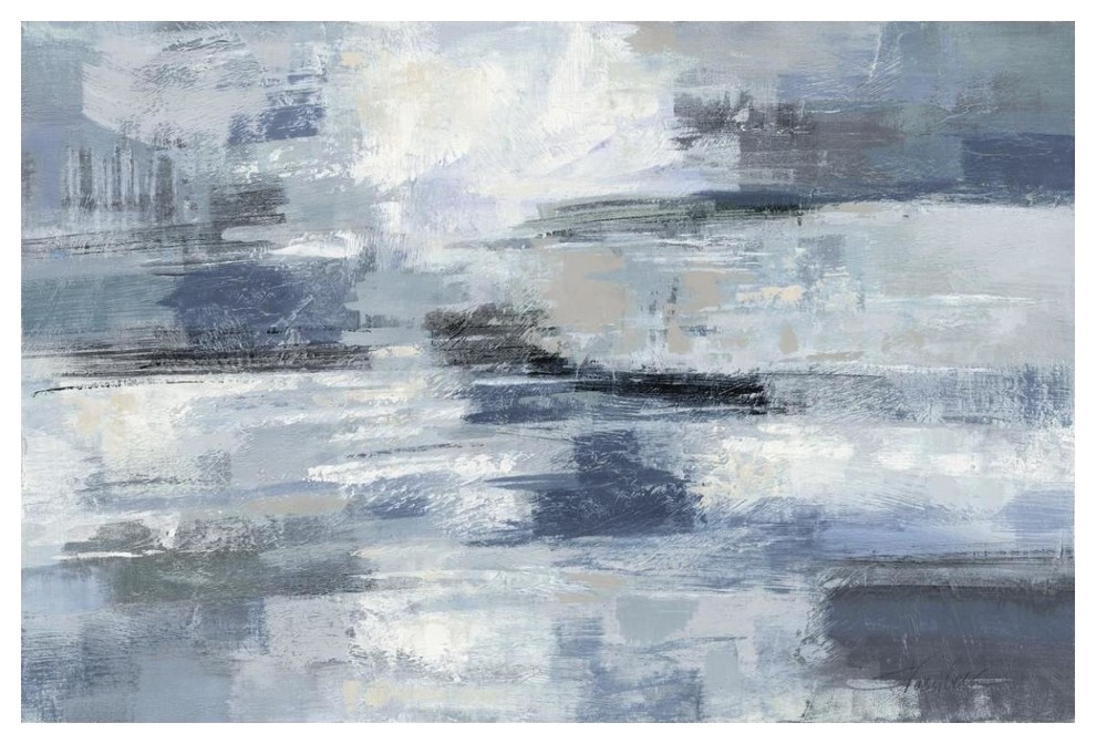 "Clear Water Indigo and Gray" Digital Paper Print by Silvia Vassileva, 50"x34"