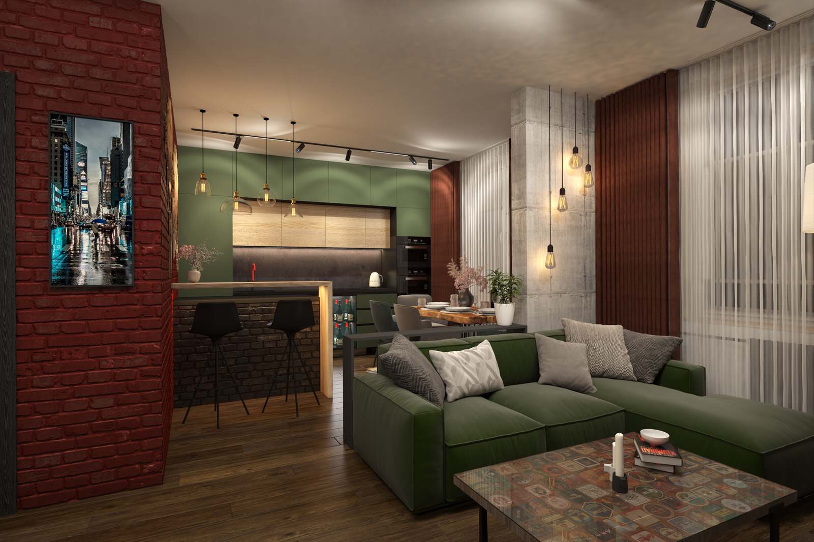 Квартира в стиле – барный лофт