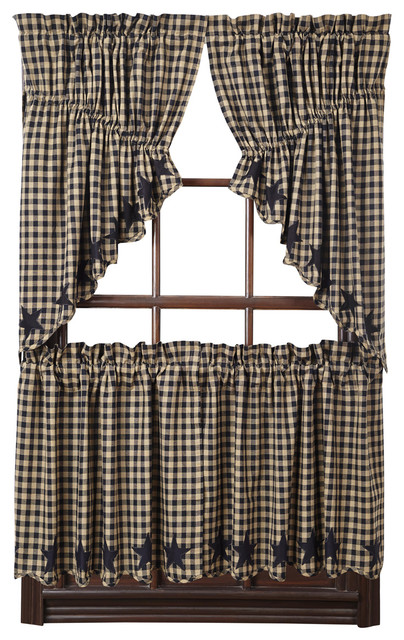 Black Star Scalloped Prairie Swag 36x36x18 Set Of 2 Rustic