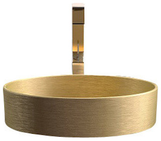 Pert Rho Metal Brushed Gold Vessel Sink - Modern ...