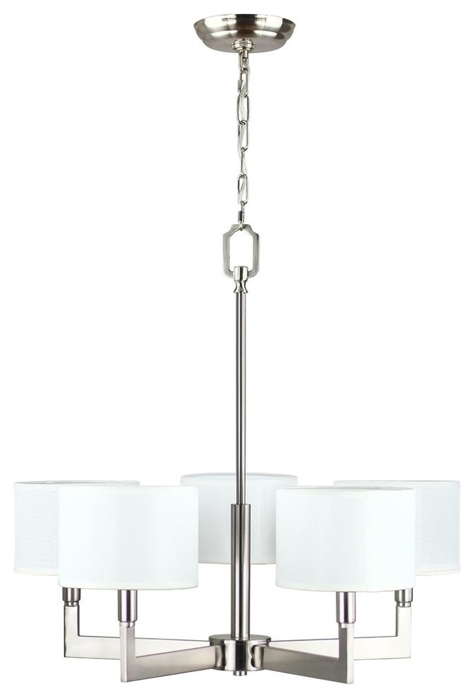 Allegro 5 Light Pendant Chandelier With Fabric Shade Transitional Chandeliers By Linea Di Liara Houzz Allegro 5 Light Pendant Chandelier With, Alexa Collection 5 Light Brushed Nickel Chandelier With Clear Glass Shades