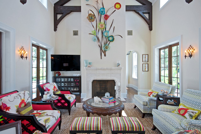 Ponte Vedra Beach Golf Course Home tropisch-wohnzimmer