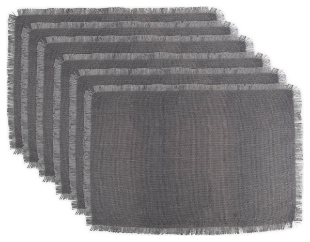 DII Gray Jute Placemat, Set of 6 Contemporary Placemats by