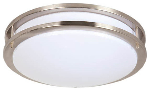Maxxima 14-inch Satin Nickel Round LED Ceiling Mount Fixture, 3000K 1650 Lumens